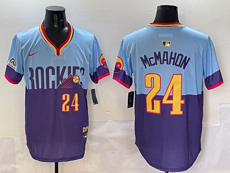 Men Colorado Rockies #24 Mcmahon Purple blue Joint Name 2025 Nike MLB Jersey style 2